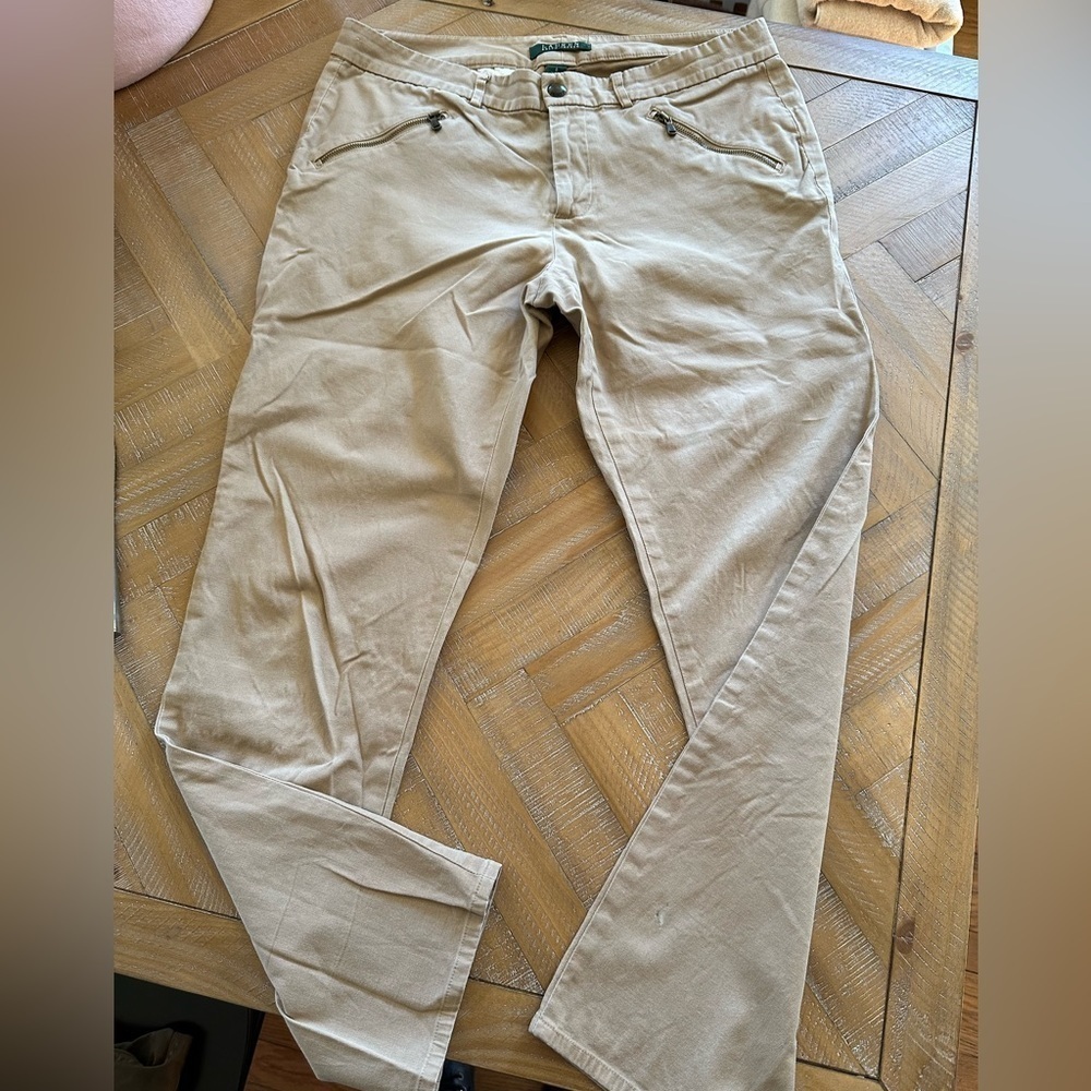 LAUREN Ralph Lauren Khaki Straight Pants Size 8 - Picture 5 of 7